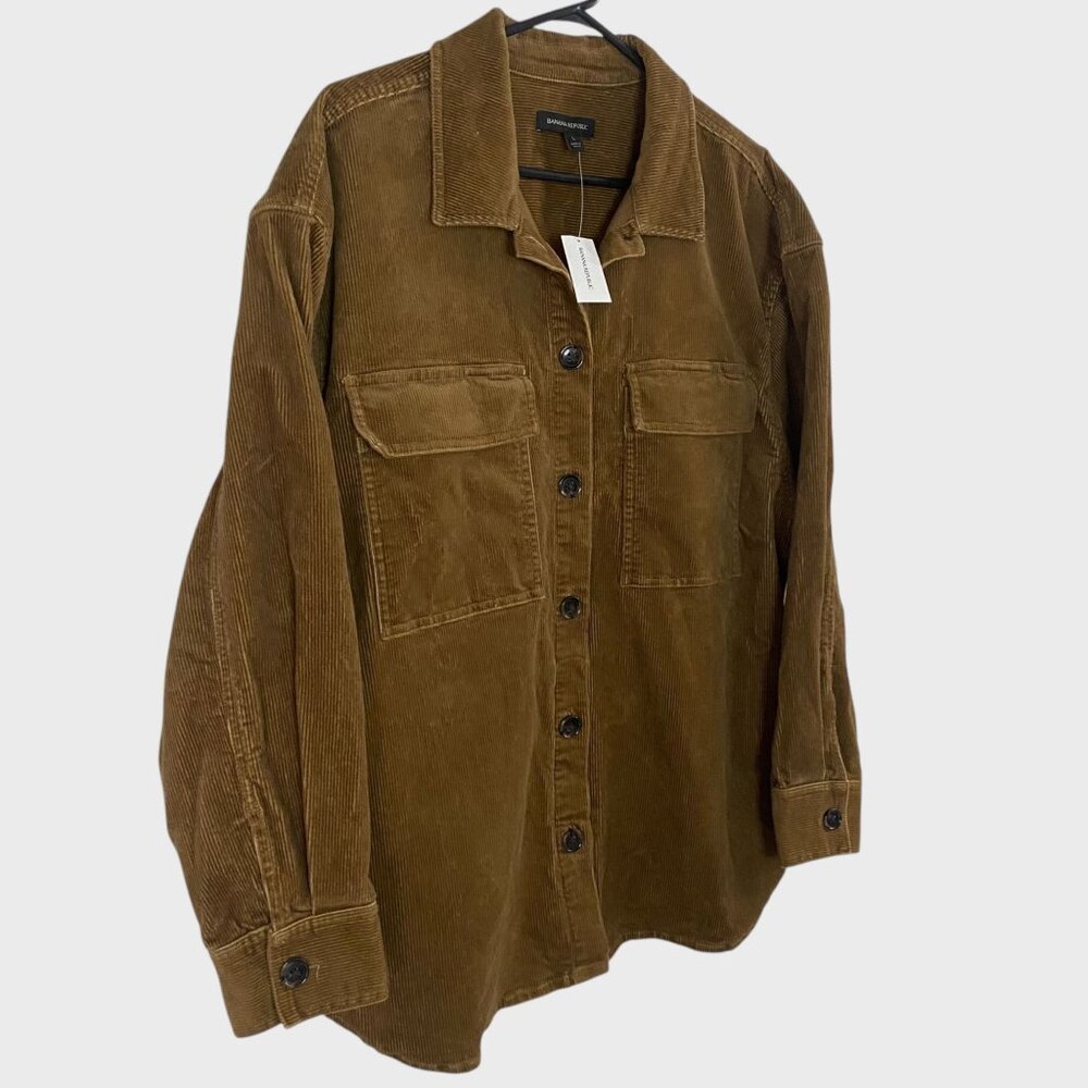Banana Republic Corduroy Shirt Jacket Women's Large Pockets Button-Front L/S New - Picture 3 of 14